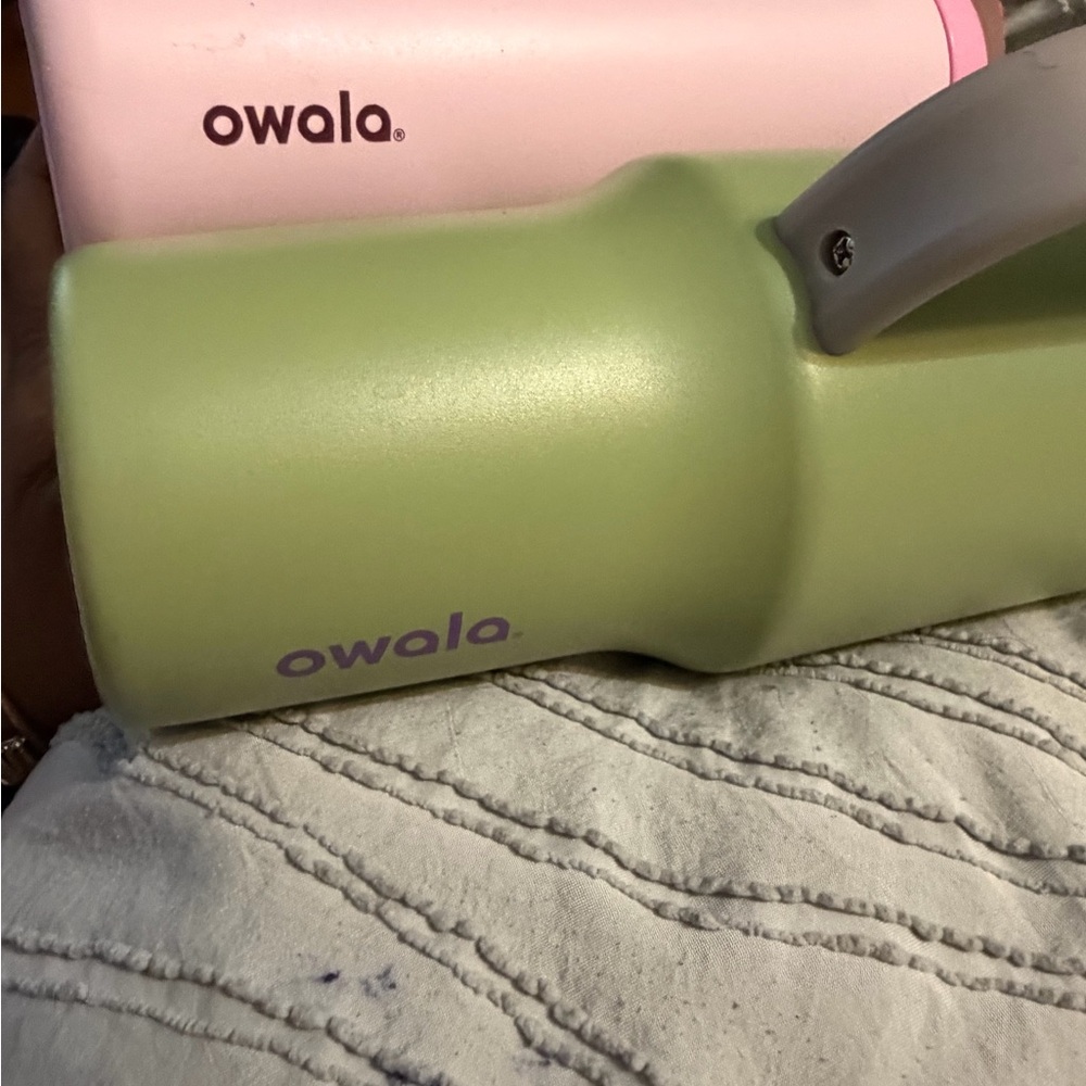 Owala Pink and Green Water Bottles